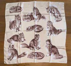 Hermes Silk Twill Scarf «Persian Cats» by Xavier de Poret.