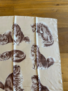 Hermes Silk Twill Scarf «Persian Cats» by Xavier de Poret.