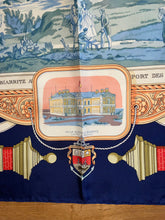 Load image into Gallery viewer, Hermes silk scarf &quot;Rocher de la Vierge, Le Port, Vieux Villa Eugenia A Biarritz” by Hugo Grygkar.