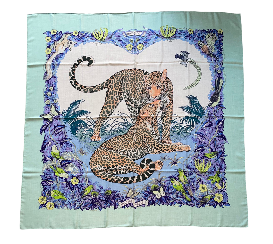 Hermes Cashmere and Silk GM Shawl “Jungle Love” by Robert Dallet 140.