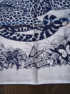 Hermes Silk Twill Jacquard Scarf “Tatouage Jungle Love” by Robert Dallet.