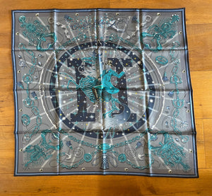 Hermes Double-faced silk scarf “C’est la Fête” by Daiske Nomura.