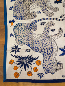 Hermes Cashmere and Silk GM Shawl «Les Leopards» by Christiane Vauzelles 140.