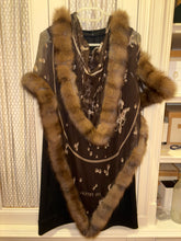 Load image into Gallery viewer, Exceptional Hermès silk mousseline shawl with sable fur “Vif Argent” by Dimitri Rybaltchenko