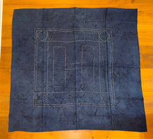 Load image into Gallery viewer, Hermes Indigo Dip Dye Silk GM Shawl “Kachinas” by Kermit Oliver 140