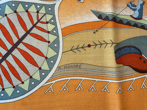 Hermes Cashmere and Silk GM Shawl “‘La Vie du Grand Nord” (Life in the Great North) by Aline Honoré 140