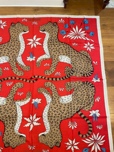 Hermes Cashmere and Silk GM Shawl «Les Leopards» by Christiane Vauzelles 140.