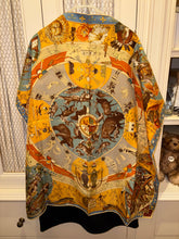 Load image into Gallery viewer, Hermes Silk Twill Scarf “Les Mythologies des Hommes Rouges” by Kermit Oliver.