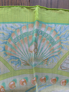 Hermes Silk Mousseline Scarf “Parures Oceanus” by Laurence Bourthoumieux.