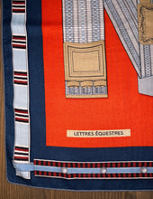 Load image into Gallery viewer, Hermes Cashmere/Silk Shawl “Lettres Equestres” 140