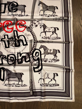 Load image into Gallery viewer, Limited Edition collaboration Comme des Garçons and HERMES 100% SILK TWILL Scarf “Couvertures et tenues de jour” by Rei Kawakubo and Jacques Eudel.
