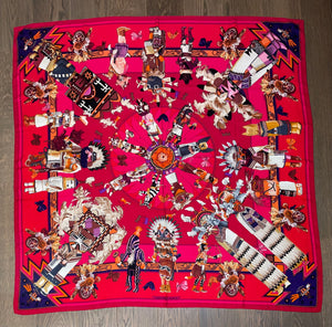 Hermes Cashmere/Silk Shawl “Kachinas” by Kermit Oliver 140