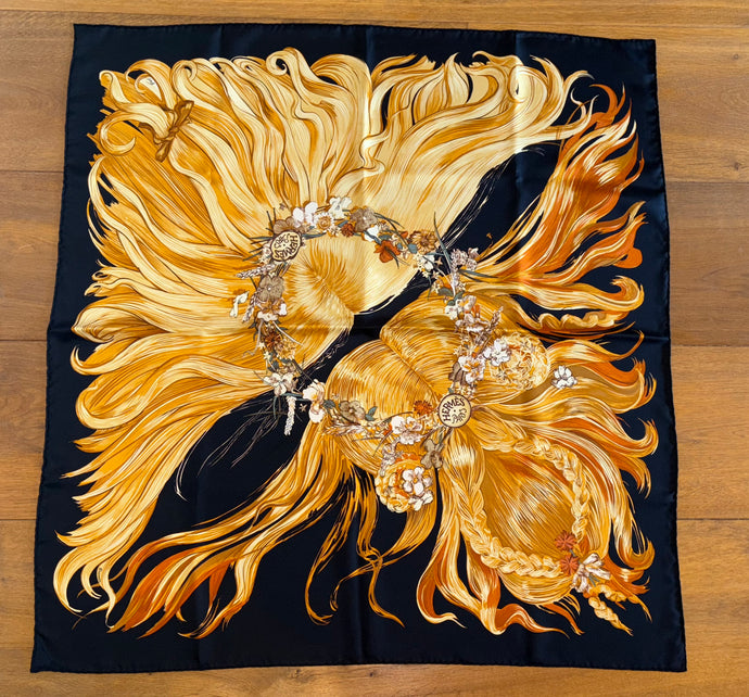 Hermes Silk Twill Scarf “Eva” by Philippe  Dumas.
