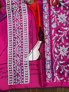 Hermes precious embroidered Silk Shawl “Pegase d’Hermes Au Bloc” 140