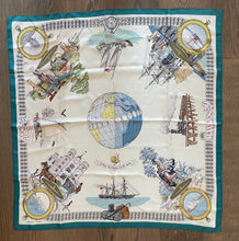 Load image into Gallery viewer, Hermes Silk Scarf «Le tour du monde en 80 jours» by Philippe Ledoux.