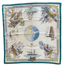 Load image into Gallery viewer, Hermes Silk Scarf «Le tour du monde en 80 jours» by Philippe Ledoux.