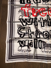 Load image into Gallery viewer, Limited Edition collaboration Comme des Garçons and HERMES 100% SILK TWILL Scarf “Couvertures et tenues de jour” by Rei Kawakubo and Jacques Eudel.
