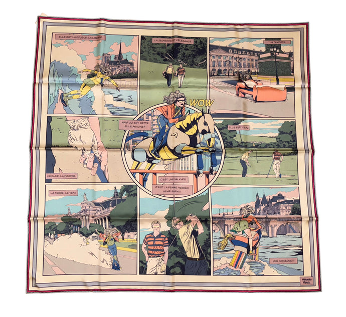 Hermes Silk Twill Double Sided Scarf WOW by Ugo Bienvenu
