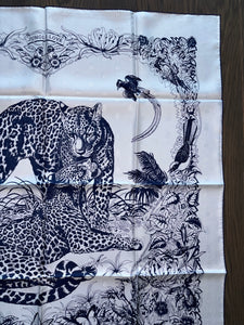 Hermes Silk Twill Jacquard Scarf “Tatouage Jungle Love” by Robert Dallet.