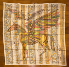 Load image into Gallery viewer, Hermes Silk Shawl “Le Pegase d’Hermes Au Bloc” 140