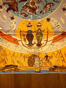 Hermes Silk Twill Scarf “Les Mythologies des Hommes Rouges” by Kermit Oliver.