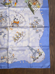 Special edition Hermes Silk Twill Scarf “Les Triples et smiles” by Nicole Lambert.