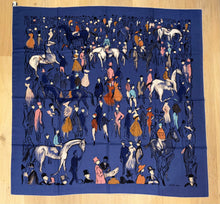 Load image into Gallery viewer, Hermes Cashmere/Silk GM Shawl “Paddock” by Jean-Louis Clerc 140.