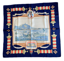 Load image into Gallery viewer, Hermes silk scarf &quot;Rocher de la Vierge, Le Port, Vieux Villa Eugenia A Biarritz” by Hugo Grygkar.