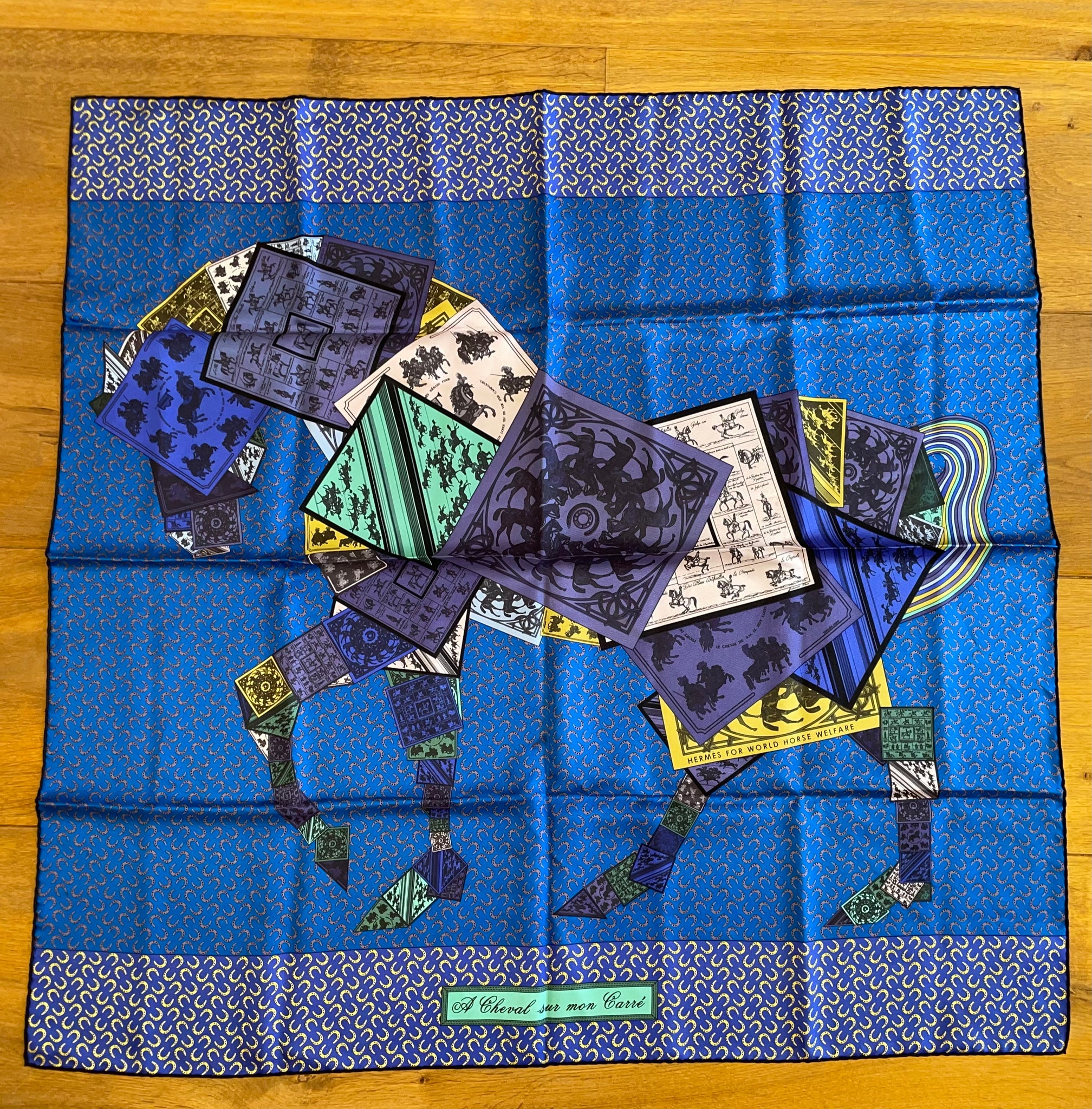 Limited edition Hermes Silk Twill Scarf “A Cheval sur mon Carre