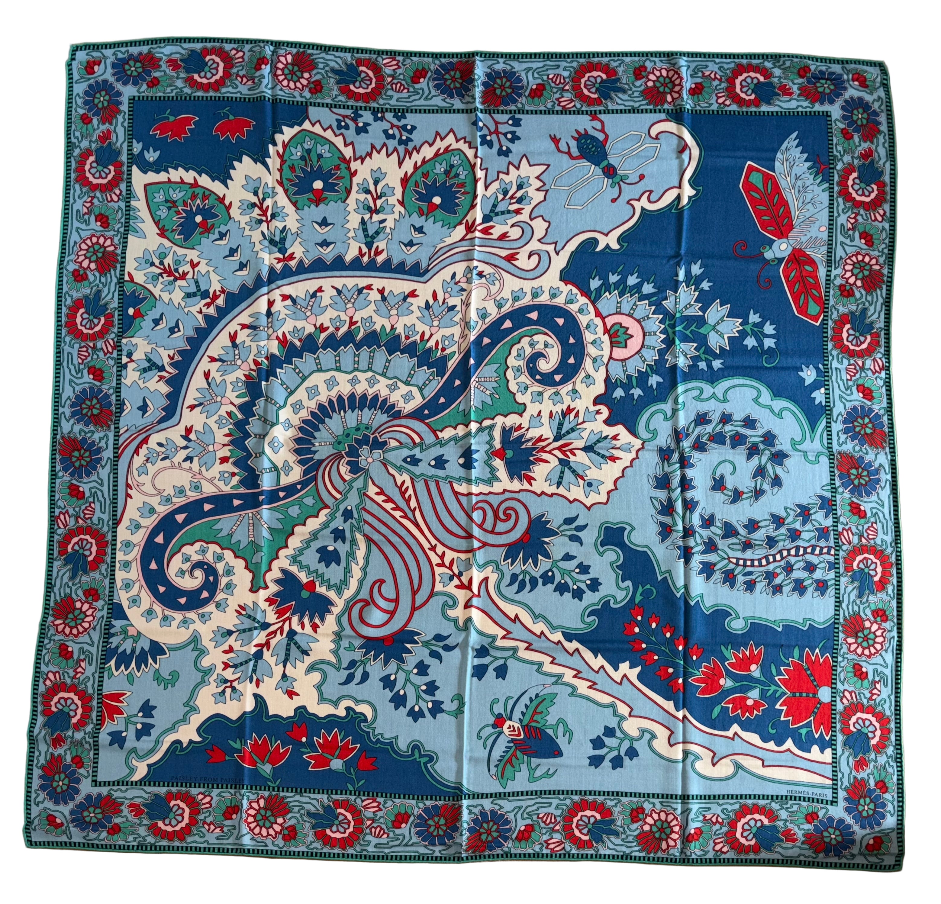 エルメス　ガヴロッシュ　「ペイズリー・フローム・ペイズリー」柄 Hermes Cashmere/Silk Shawl “Paisley from Paisley” 140 – Hermes