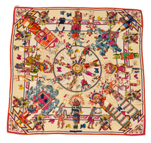 Load image into Gallery viewer, Hermes Washed Silk Scarf “Kachinas” by Kermit Oliver.