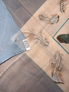 Hermes Silk Mousseline GM Shawl “Plumes” by Henri de Linares 140