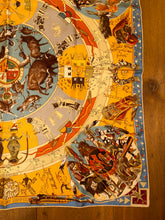 Load image into Gallery viewer, Hermes Silk Twill Scarf “Les Mythologies des Hommes Rouges” by Kermit Oliver.