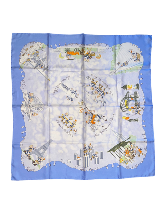 Special edition Hermes Silk Twill Scarf “Les Triples et smiles” by Nicole Lambert.