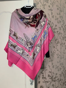 Hermes Cashmere and Silk Scarf “La Pani Shar Pawnee” by Kermit Oliver 140.