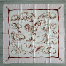 Load image into Gallery viewer, Hermes Silk Twill Scarf «Les Levriers» by Xavier de Poret.