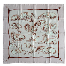 Load image into Gallery viewer, Hermes Silk Twill Scarf «Les Levriers» by Xavier de Poret.