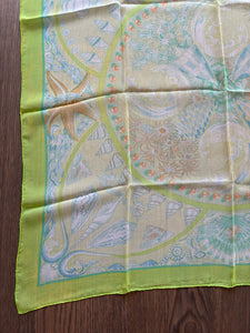 Hermes Silk Mousseline Scarf “Parures Oceanus” by Laurence Bourthoumieux.