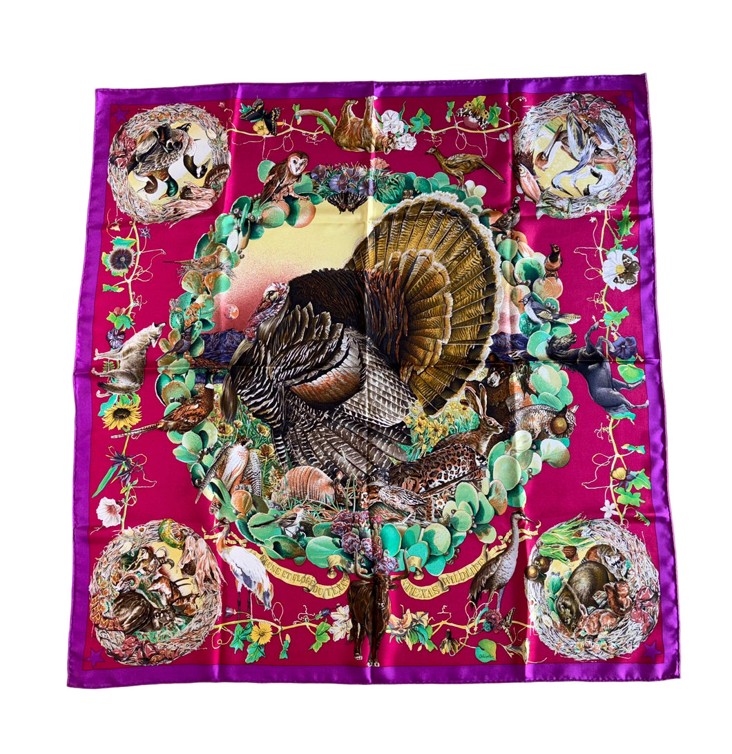 Hermes Silk Twill Scarf “Fauna et Flora du Texas” by Kermit Oliver.