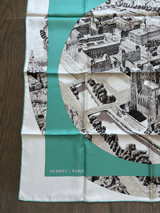 Hermes Silk Twill Scarf “Regarde Paris” by Bali Barret.