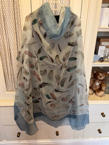 Hermes Silk Mousseline GM Shawl “Plumes” by Henri de Linares 140