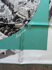 Hermes Silk Twill Scarf “Regarde Paris” by Bali Barret.