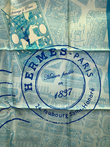 Hermes Silk Twill Scarf “De Passage à Paris” by Nathalie Vialars.