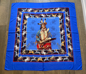 Hermes Cashmere and Silk Scarf “La Pani Shar Pawnee” by Kermit Oliver 140.