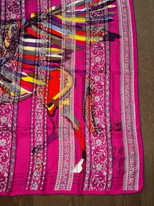 Hermes precious embroidered Silk Shawl “Pegase d’Hermes Au Bloc” 140