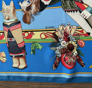 Hermes Silk Scarf Kachinas by Kermit Oliver