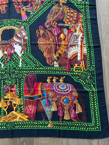 Hermes Cashmere/Silk GM Shawl “LA DANSE DU CHEVAL MARWARI” by Annie Faivre 140.