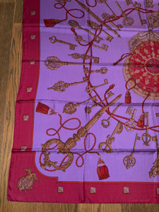Hermes Silk Dip Dye GM Shawl “Les Cles” by Caty Latham 140.