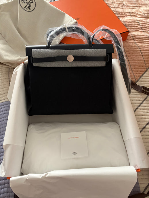 Brand new Hermes Herbag with Paladium hardware.