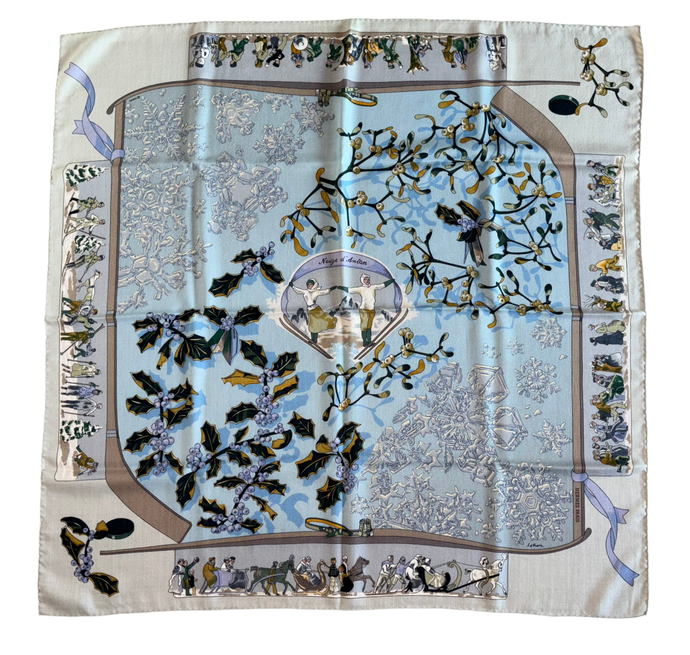 Hermes Cashmere and Silk GM Shawl “Neige d’Antan” by Cathy Latham.